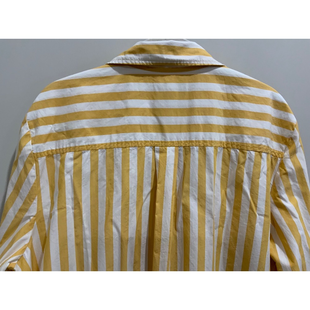 Style & Co Yellow White Striped Button Down Shirt Dress XL Long Sleeve Pocket - Picture 11 of 13